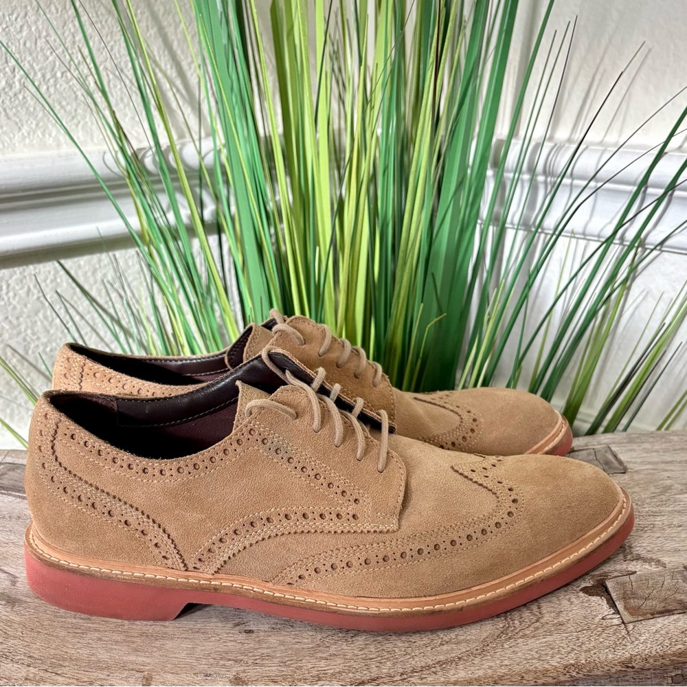 Cole Haan Wingtip Tan Suede Oxfords - Picture 3 of 9